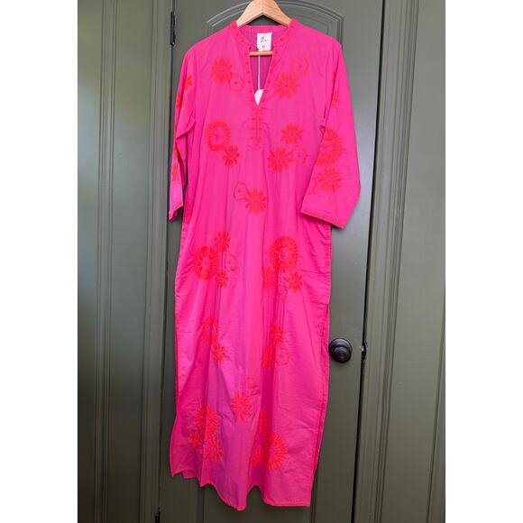 NWT Nimo with Love Pink and Orange Sapphire Long Embroidered Boho Kaftan Medium - Picture 2 of 8